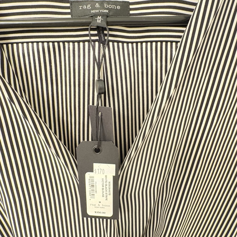 Rag & Bone Black and White Striped Top